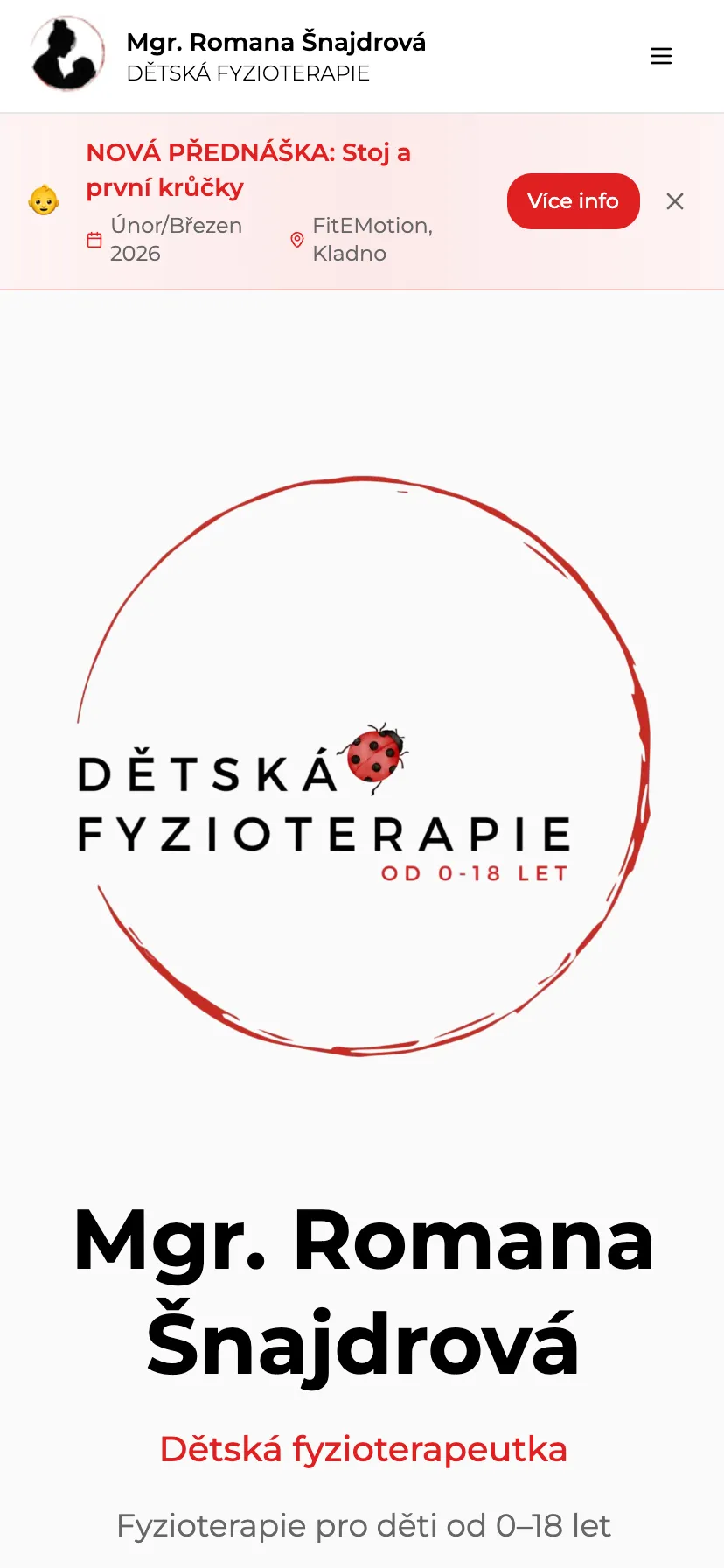 Dětská Fyzio — Zdravotnictví, mobilní verze webu
