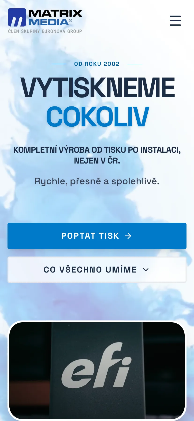 Matrix Media — Tisk & Reklama, mobilní verze webu