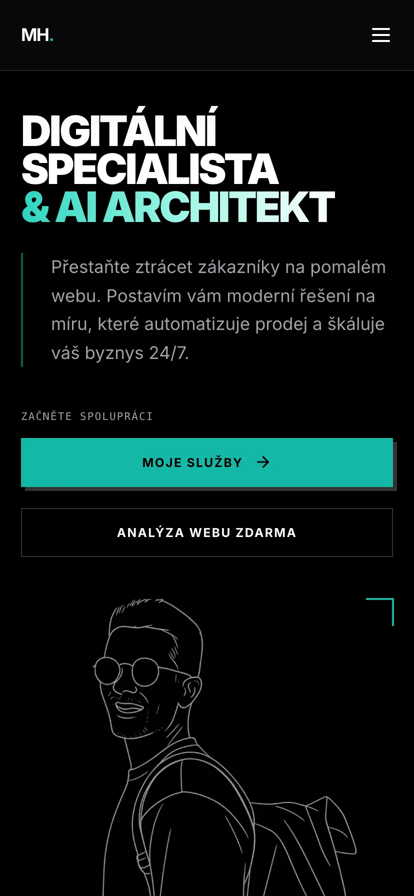 Matyáš Herman — Osobní Portfolio, mobilní verze webu