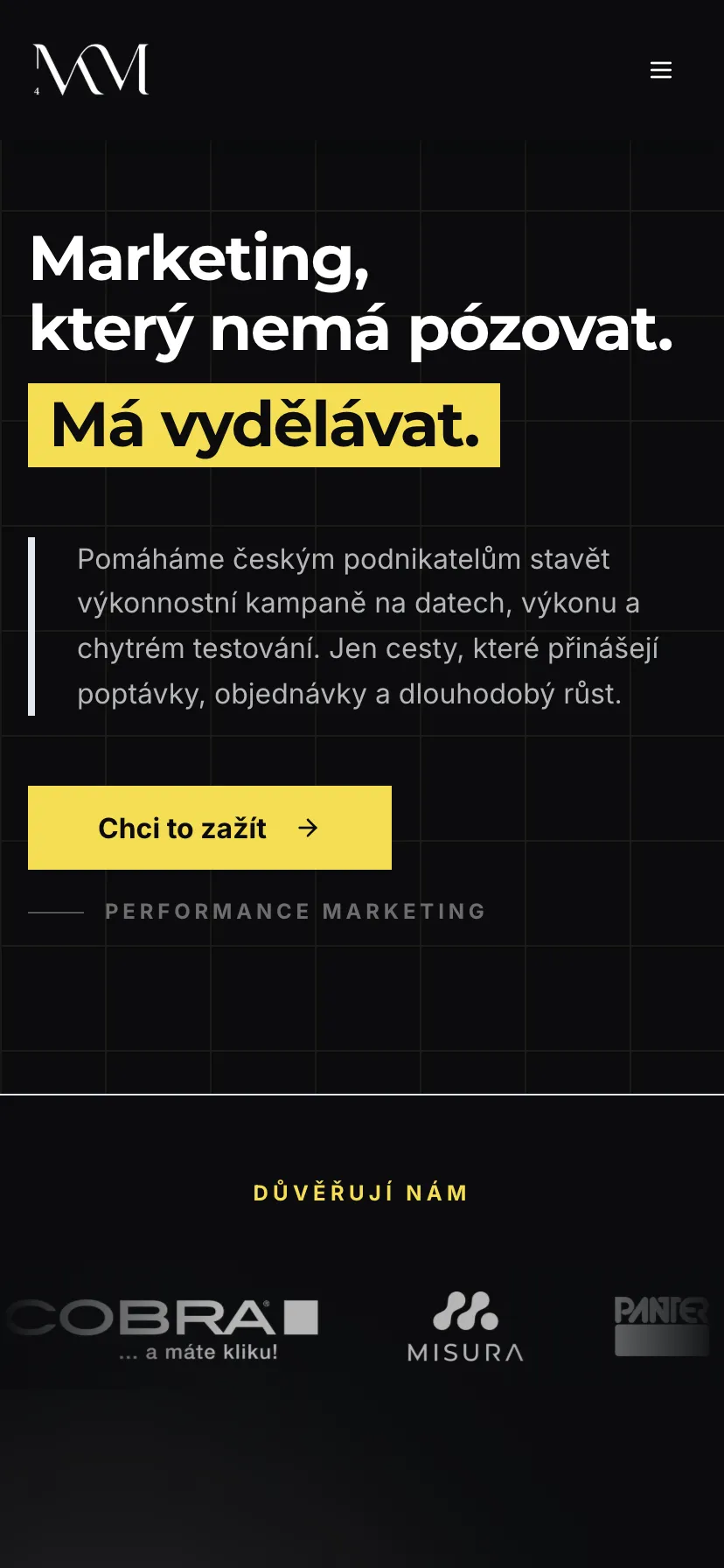 MVKM — Redesign — Marketingová Agentura, mobilní verze webu